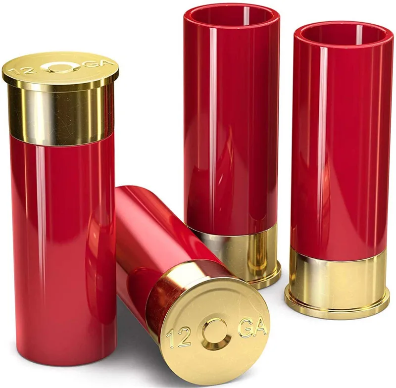 Customized Logo Mini Plastic red color Thick Bottom Custom shotgun shell shot glasses