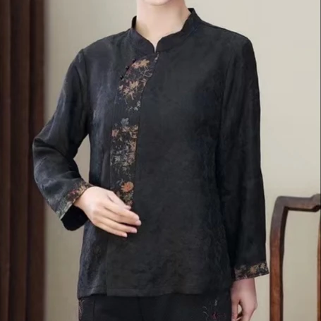 
Chinese Traditional Summer Black Shirt 2021 new fashion Chinese style shirt 