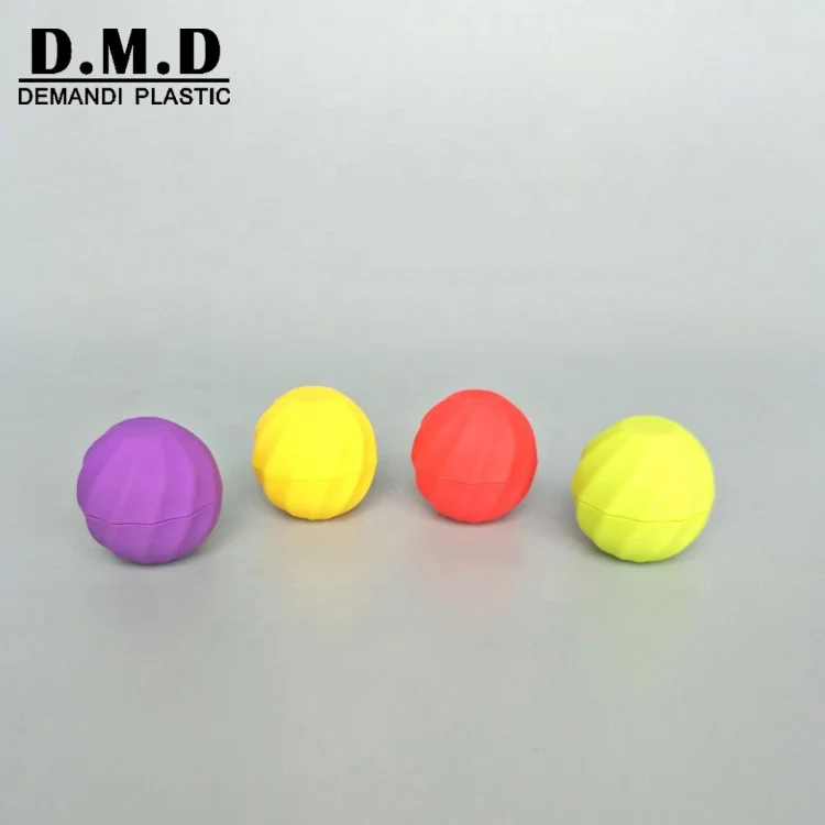 Wholesale hot sale pink black red blue green cute fancy ball shaped lip balm container packaging