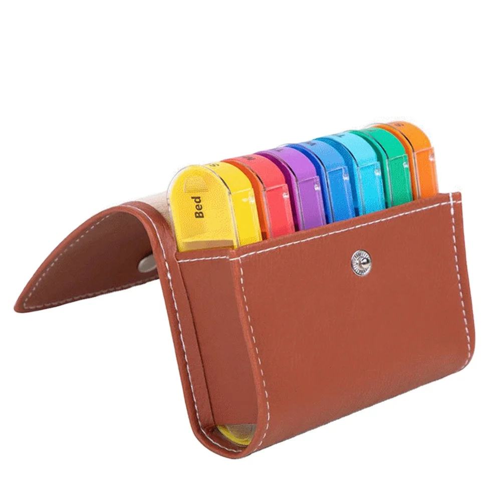 Two Times a Day Weekly 7 Days 28 Compartments Wallet Plastic Pill Box