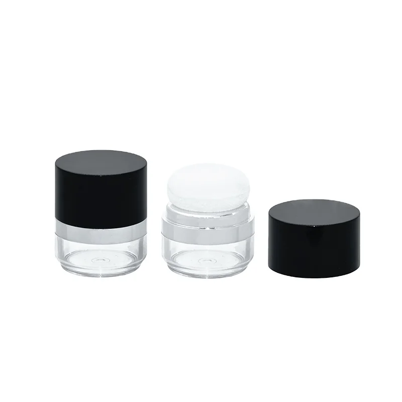 new durable plastic cosmetic packaging black round empty hair line optimizer container