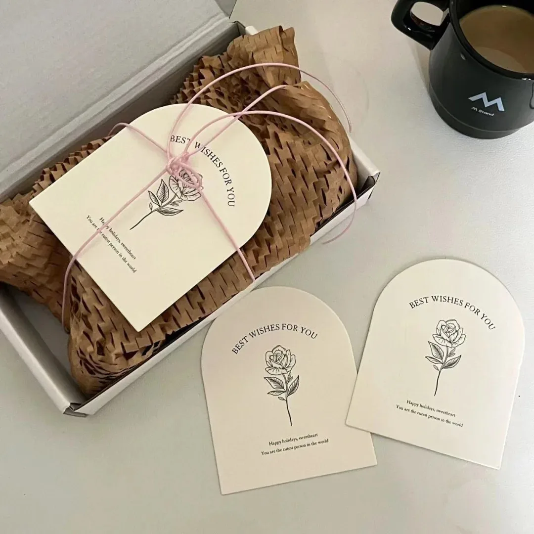 Custom bouquet packaging postcard luxury cotton paper card simple design thank you card high quality greeting card