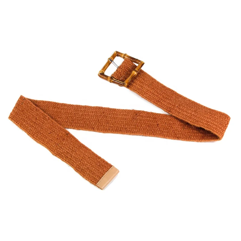 Fashion Design Square Buckle Dress Belt For Women Casual Braided Wide Strap  Decoration Gift Woven Elastic PP Straw Belts