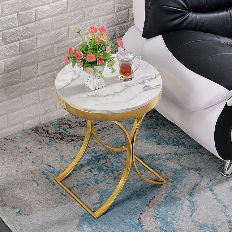 Factory popular Italy style home furniture marble top side table modern design with tempered glass cheap tea table