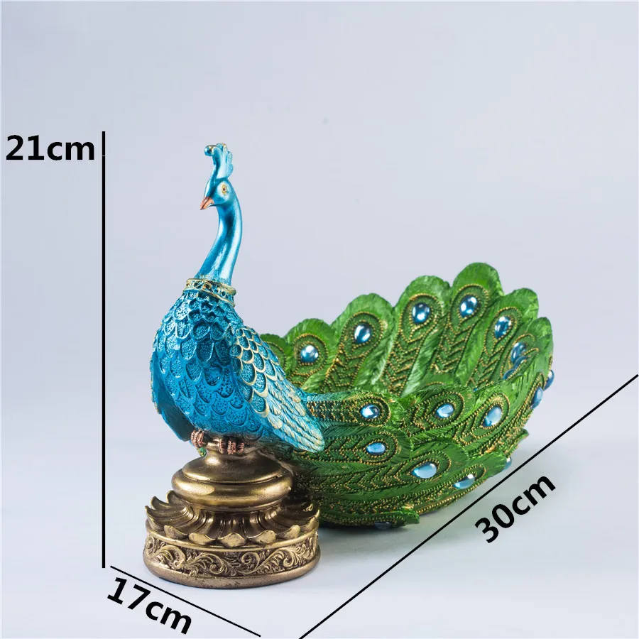 READY TO SHIP GREEN BLUE ANIMAL PEACOCK JEWELRY CANDY KEY FRUIT HOME HOUSE TABLE DECORATIVE STATUE HOLDER BOX SCULPTURE GIFT