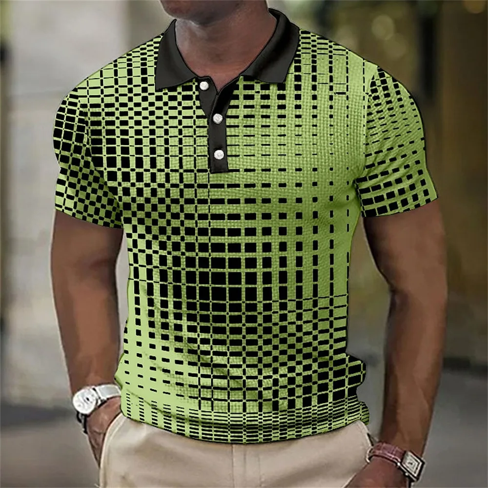 2024 Wholesale Cyber Digital Pattern Polo T-shirt Short Sleeve Cotton/ Polyester Polo Shirts For Men
