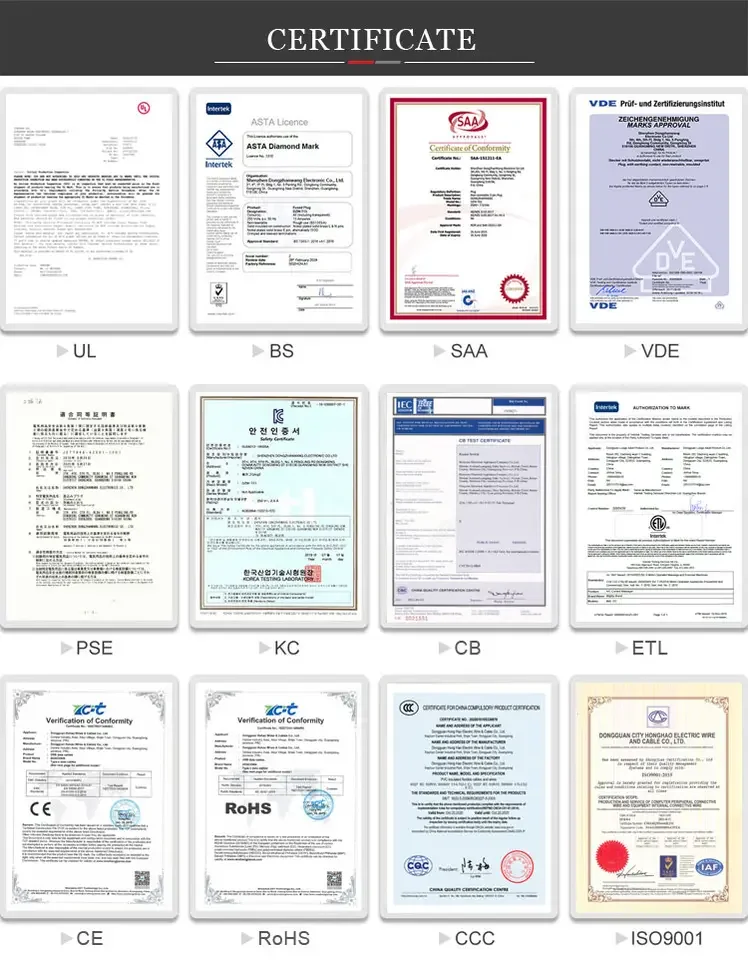 Customized US Standard 12AWG NEMA 6-20p to 6-20r AC power cord 3 core power cable power extension cords