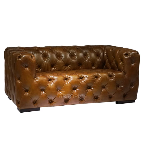 Factory Hot Sales Wooden Furniture Tufted Couch And Classic Leather Loveseat Sofa