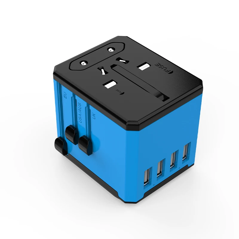 4USB+Type C Ac Converter Plug Universal Travel Adapter Converter ABS Travel Adapter