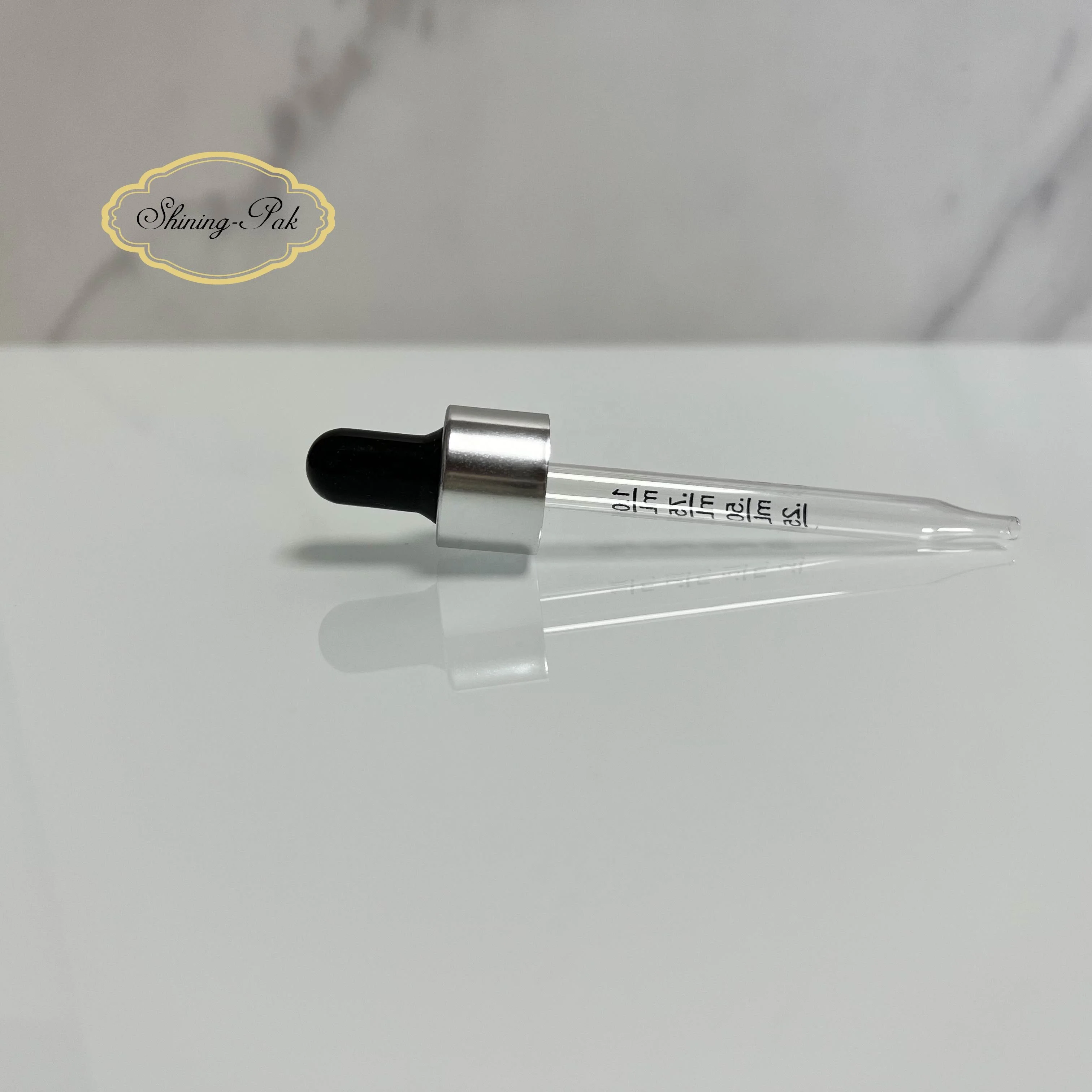 In stock 18/410 Shiny Gold Smooth Glass Pipette Aluminum Dropper Gold Dropper