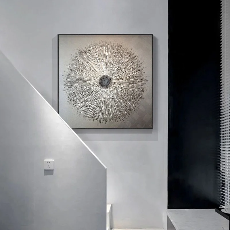 Modern hand-painted decorative painting silver luxury oil painting abstract painting art