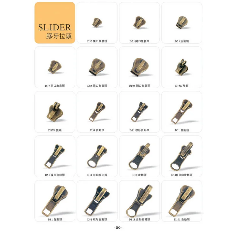 Wholesale nylon zipper sliders big size
