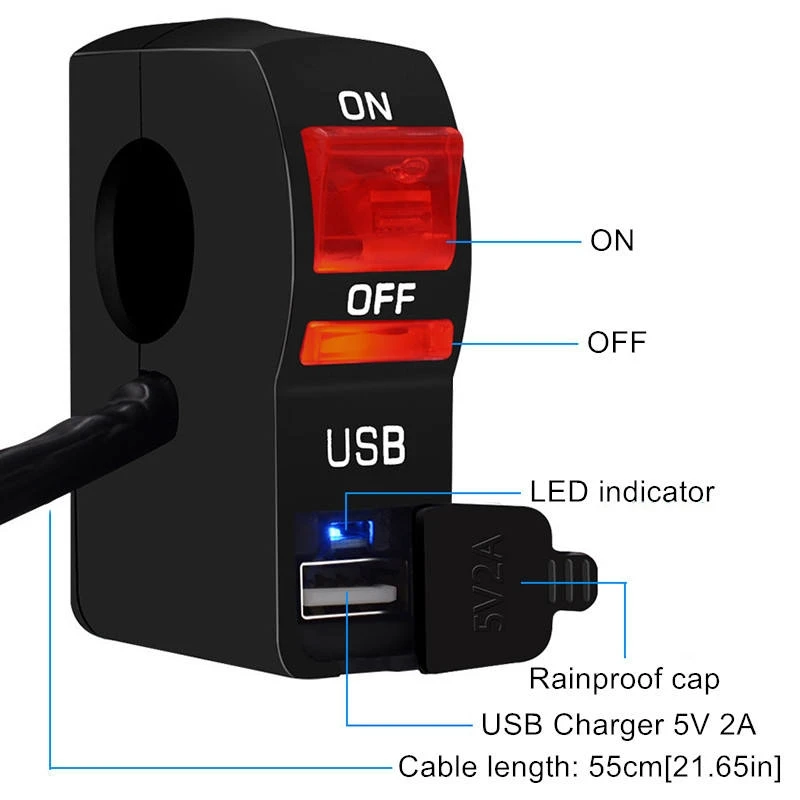 Универсальный переключатель включения/выключения мотоцикла с Usb 12 В 24 в светодиодное зарядное