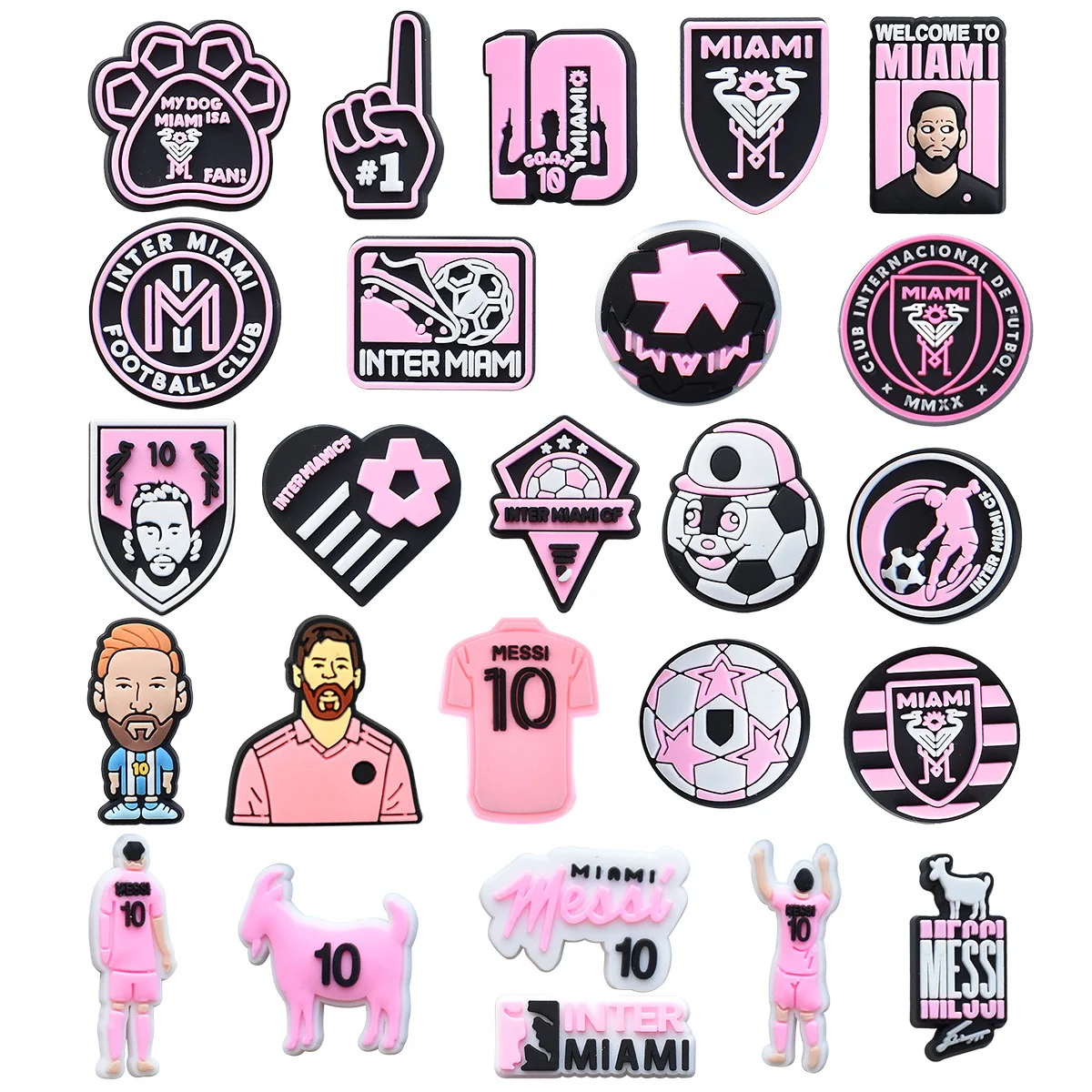 Miami Inter Milan Pink Messi PVC Shoes Charming Barcelona Football Shoes Charming Crocodile Shoes Charm