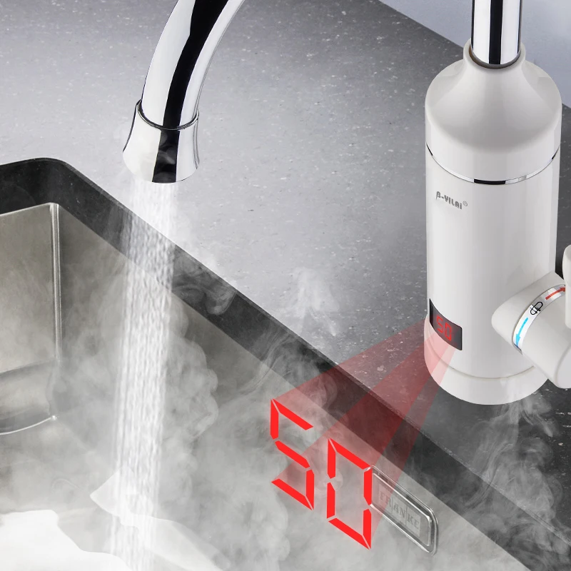 220V Wholesale High Quality Warm Water Led Display Kitchen Water Heating Digital Faucet
