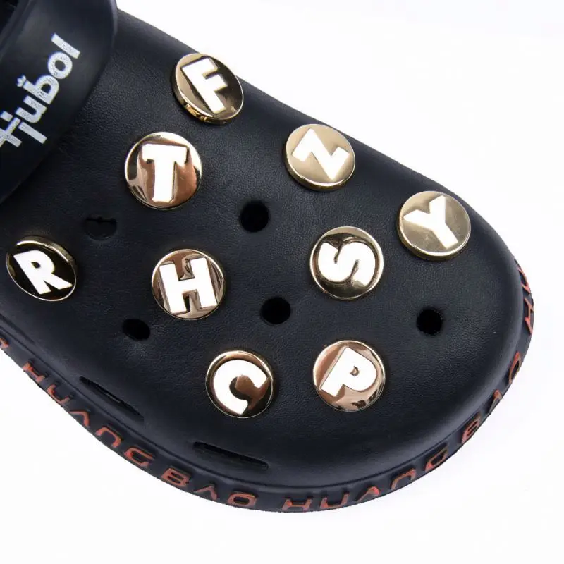 2022 round Custom Designer metal bling colorful letter charms for shoe accessory