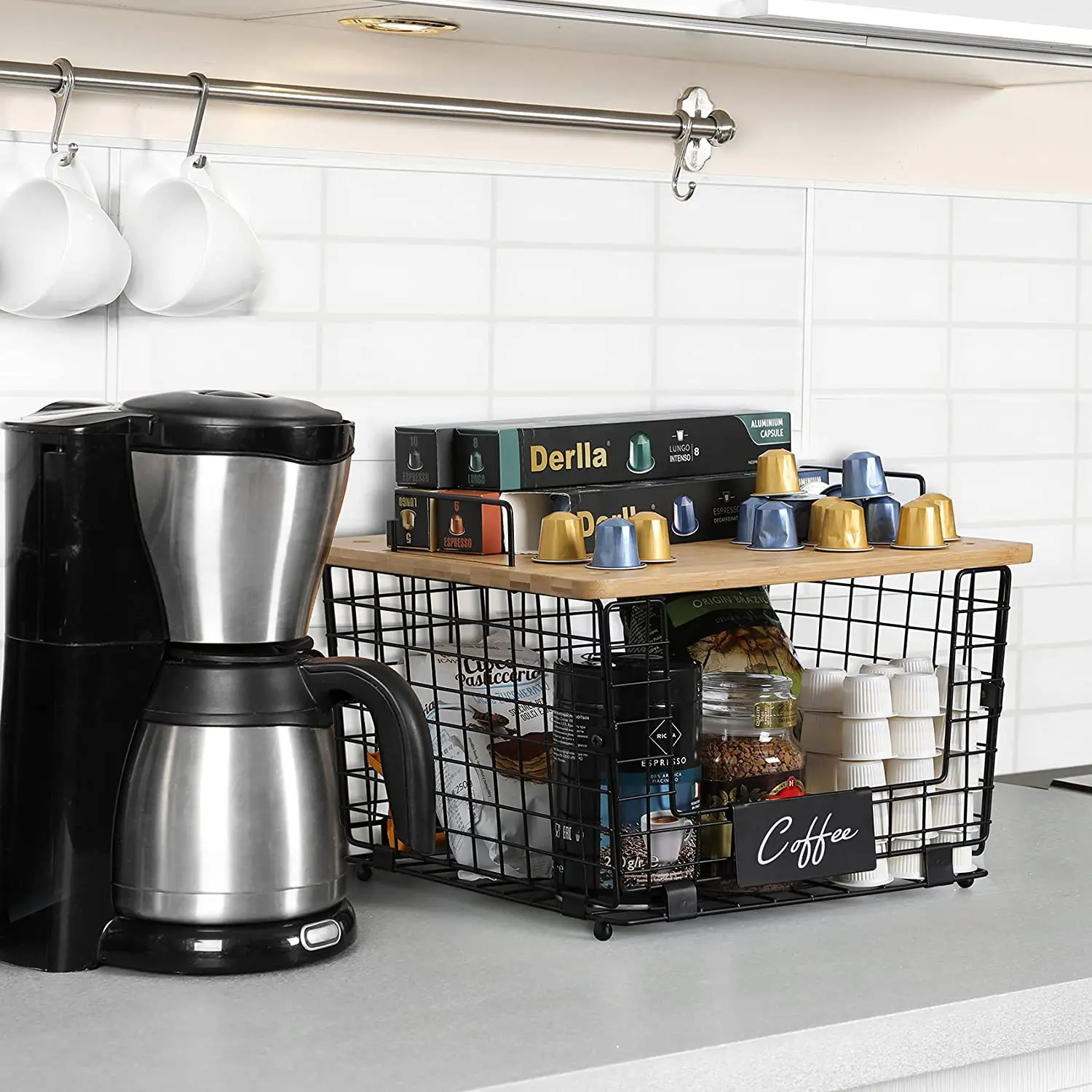 Горячая Распродажа, 2 комплекта, кухонная корзина с верхним шкафом для кладовой, органайзером и проволочной корзиной для хранения