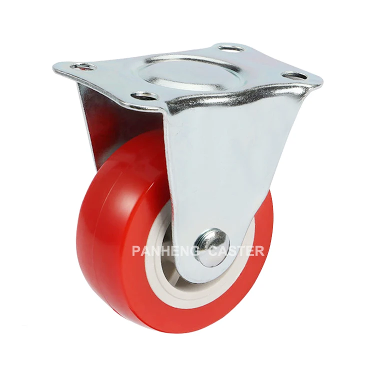Good Quality Light Duty Flat Rigid Red PVC Caster Wheel