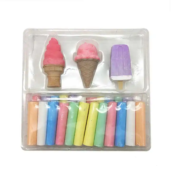 27pcs Ice Cream Sidewalk Chalk Set Jumbo Colored Chalk Gypsum & Calcium Material for Writing