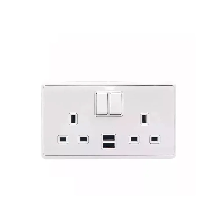 2 gang uk wall socket usb double wall socket uk electrical socket with usb c
