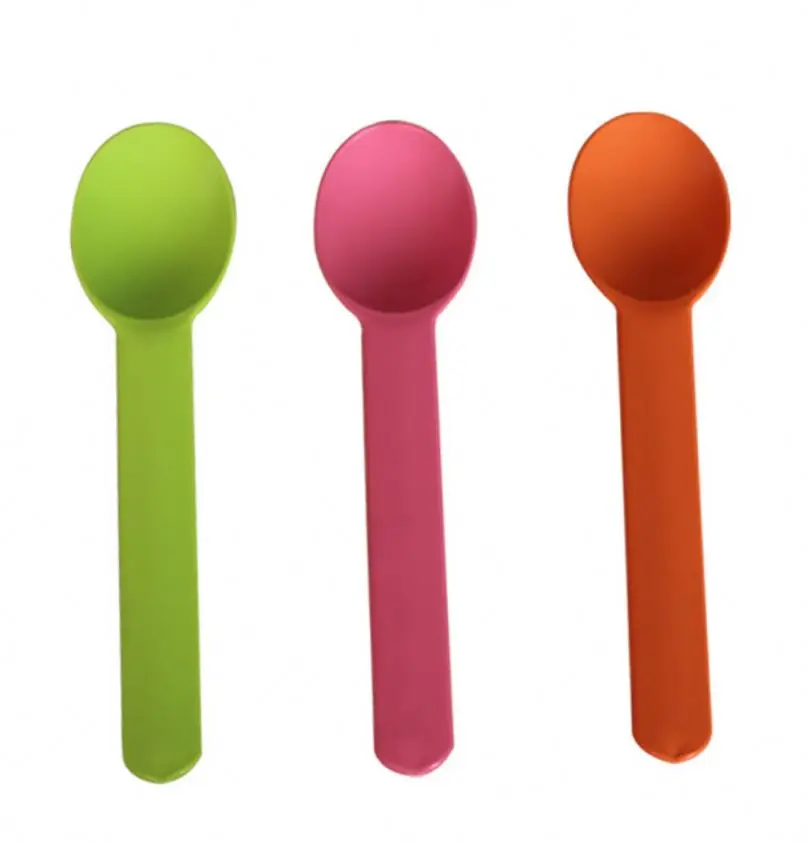 Biodegradable Colored Ice Cream Frozen Yogurt Spoon Corn Starch Plastic Disposable Spoons