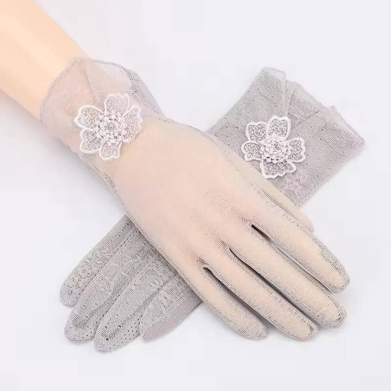 New design thin breathable elegant women sunscreen short lace summer driving Gloves