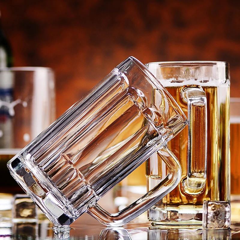 Wholesale Classic 380ml Vertical Grain Beer Steins Home Bar Party Water Wine Mugs Free Sample Clear Transparent Beer Ice Cream