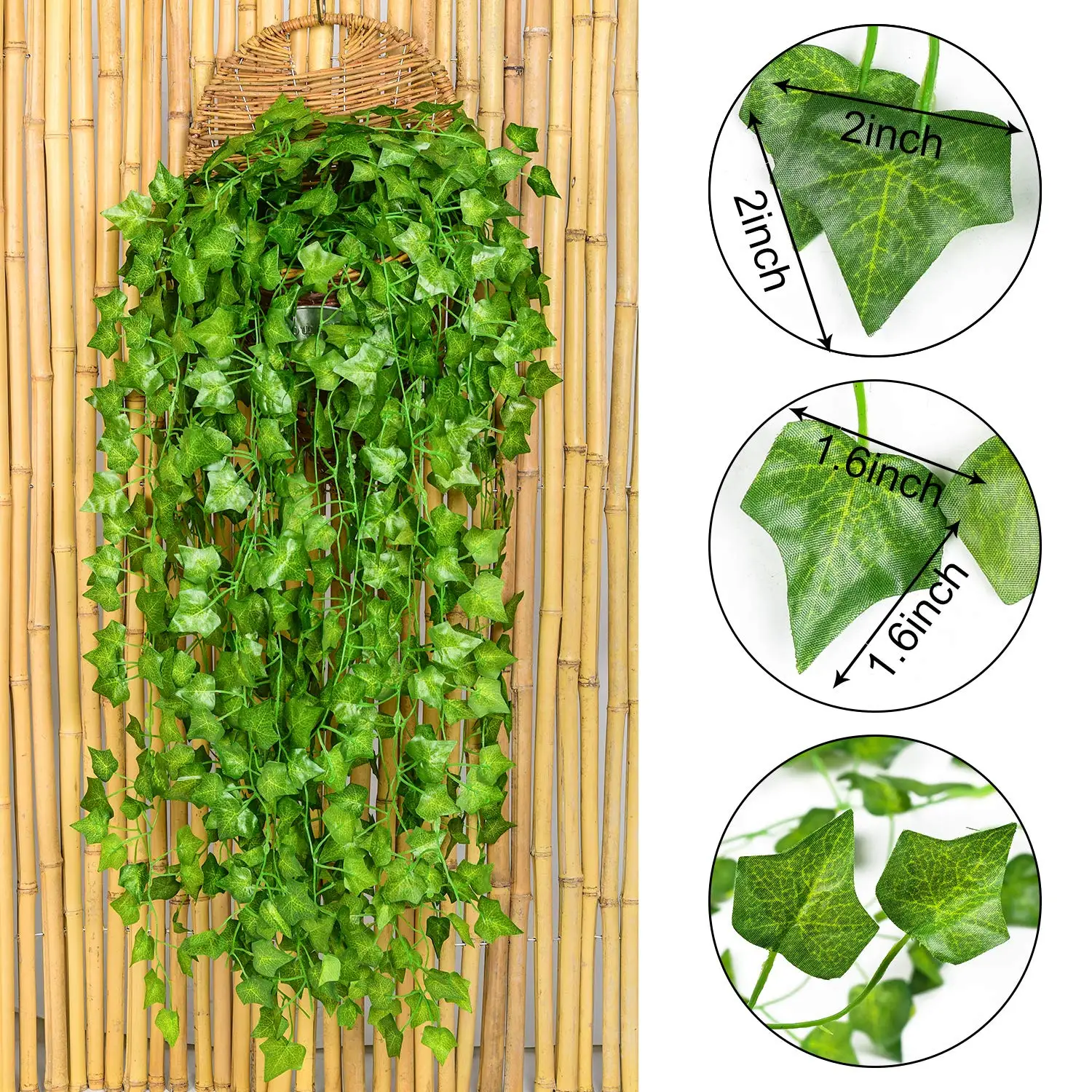 Artificial Ivy Garland Fake Vines UV Resistant Greenery Leaves Fake Plants Hanging Aesthetic Vines for Home Bedroom Party Decor