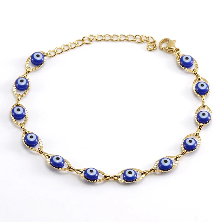 Bohemian Style Gold Plated Lucky Protection Evil Eyes Bracelet Adjustable Gold Silver Plated Blue Red Eye Charm Bracelet
