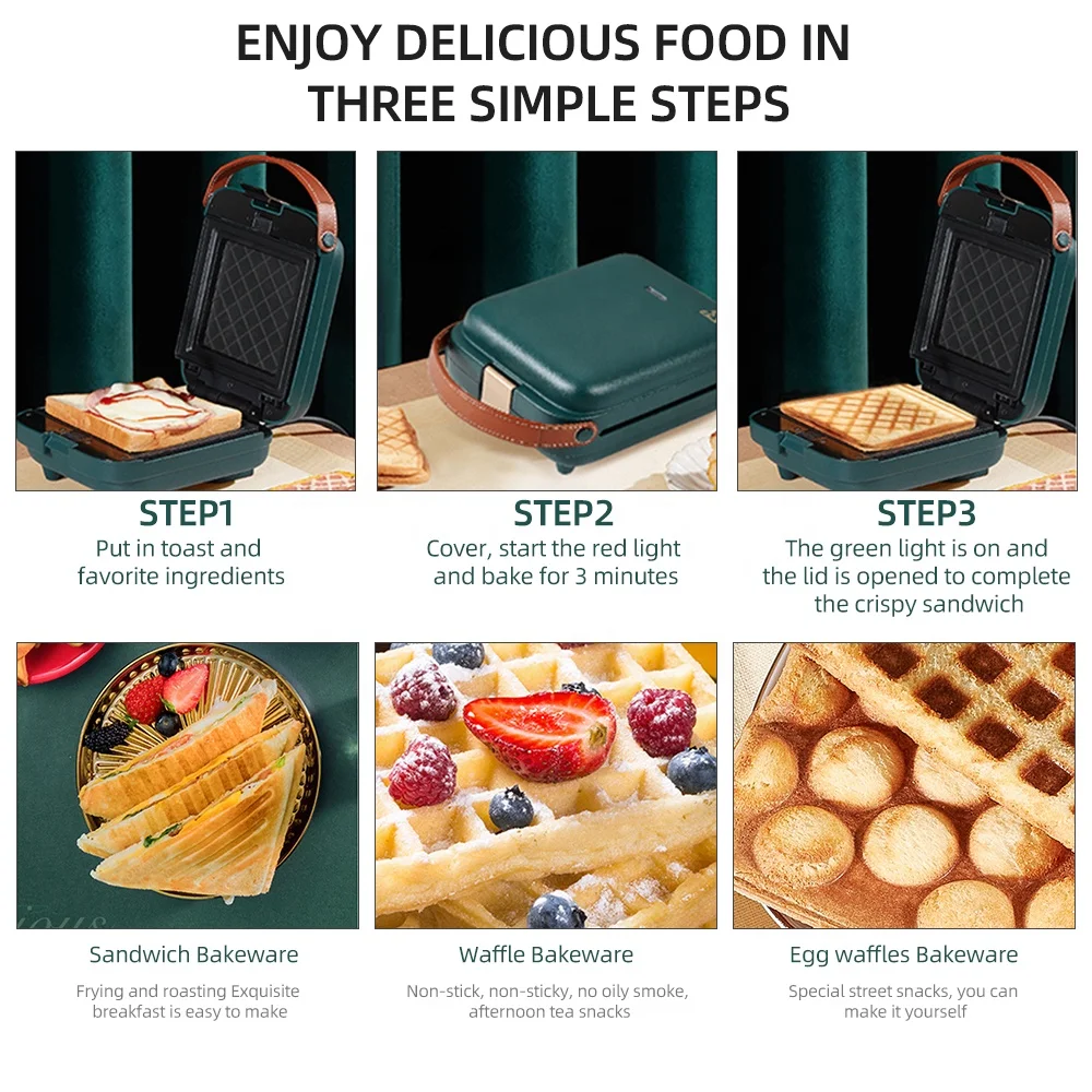 Home Made Fast Heating Nonstick Detachable Auto Control Sandwich Maker