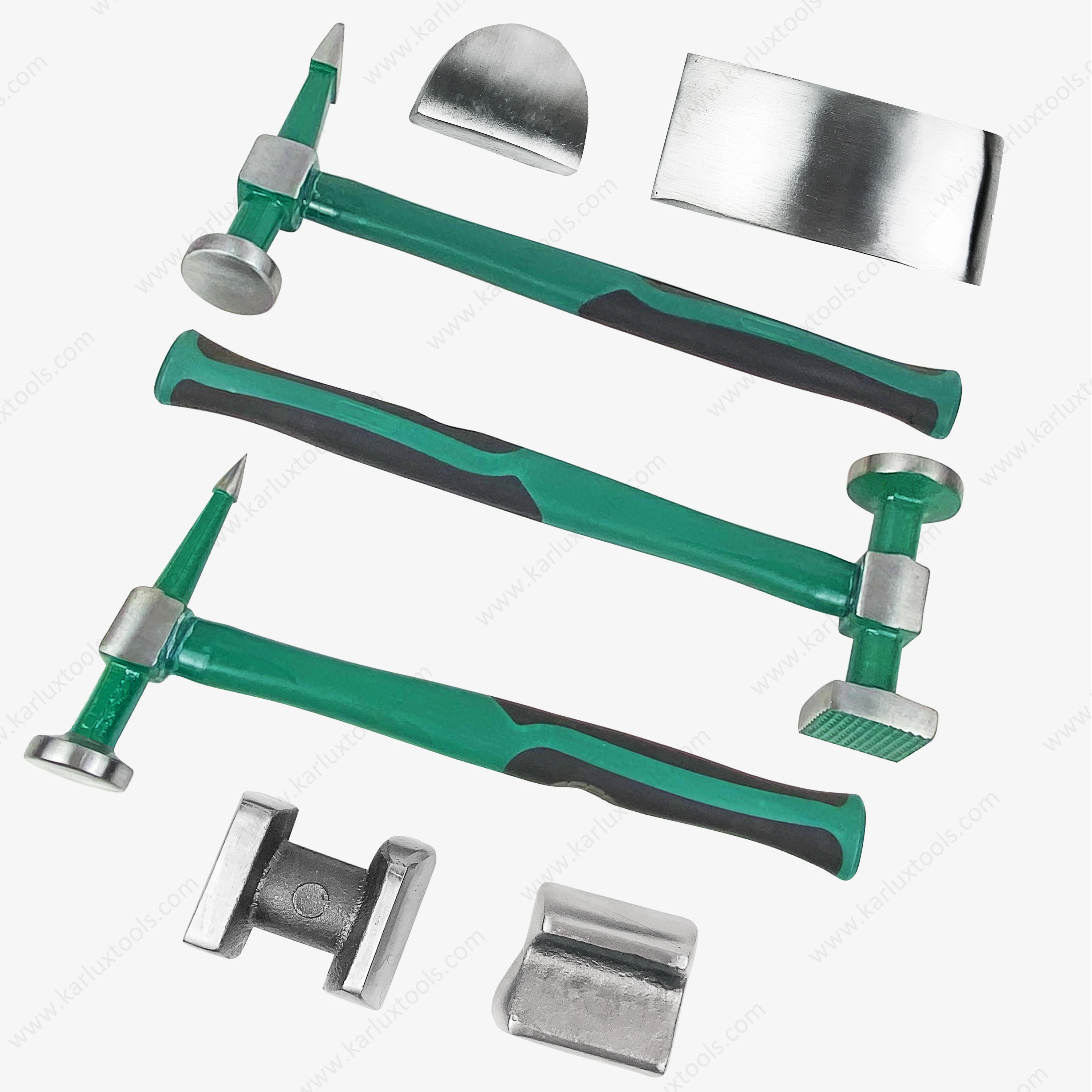 Heavy Duty Auto Body Hammer Dolly Set Repair Kit Non-Slip Soft-Grip 7 Pcs Sheet Metal Hammer Tool Set