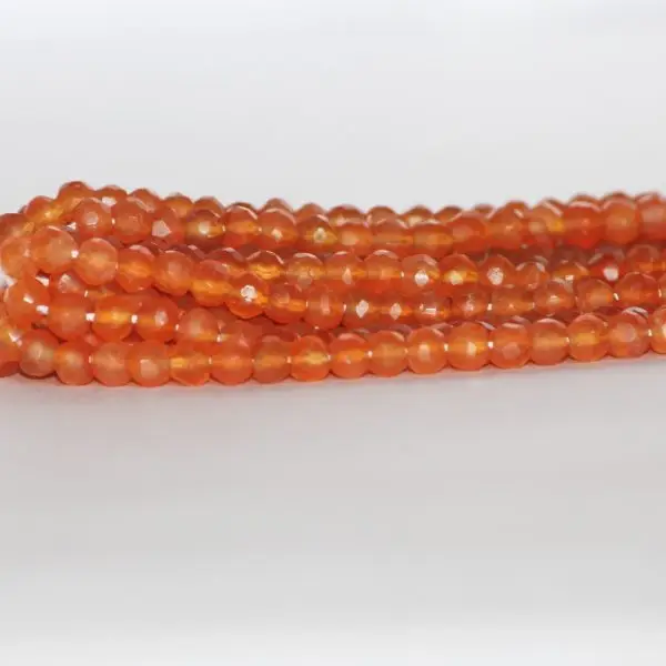 Shop Now Natural 4mm Carnelian Stone Faceted Round Beads Strand Wholesale Price