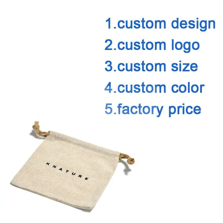 Custom Made Hot Sell Eco Jute Fabric Linen Drawstring Pouch Wholesale LN-60