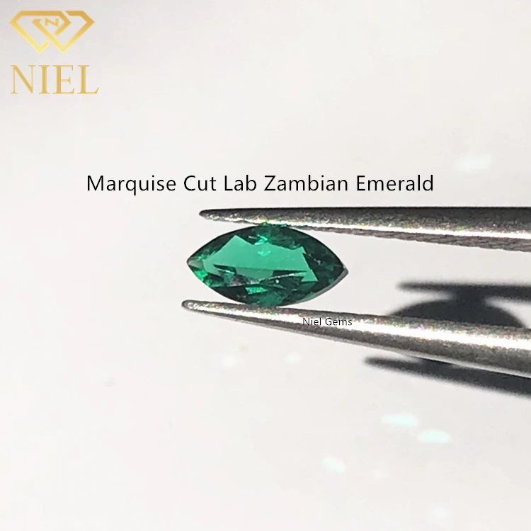 Zambia small gems stone price grown cutting marquise lab created emeralds zambian green emerald gemstone