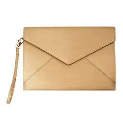 Wholesale Ladies Gold Silver Metallic Leather Envelope Clutch Purse Bag