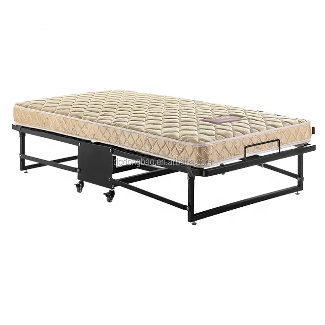 Popular rollaway foldable portable bed with mattress easy match metal frame