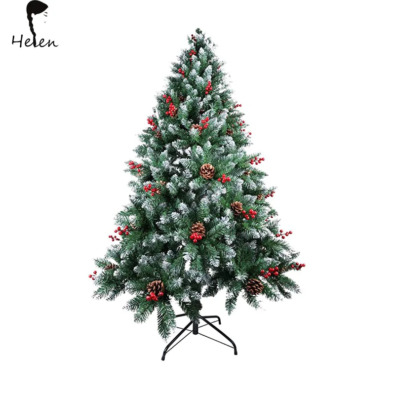Helen 6ft Artificial Christmas Tree Xmas Holiday Decoration Christmas Pine Tree Red Berries Christmas Pine Tree