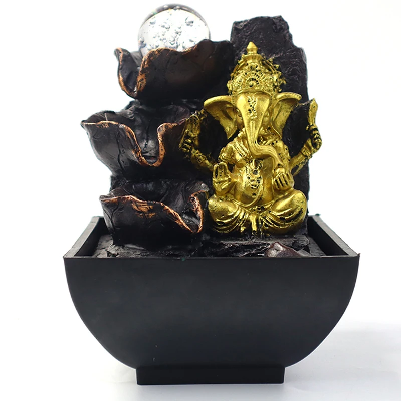 Домашний офис Zen Декор медитация фэн-шуй Настольный слон Будда водопад Крытый Настольный фонтан Ганеша