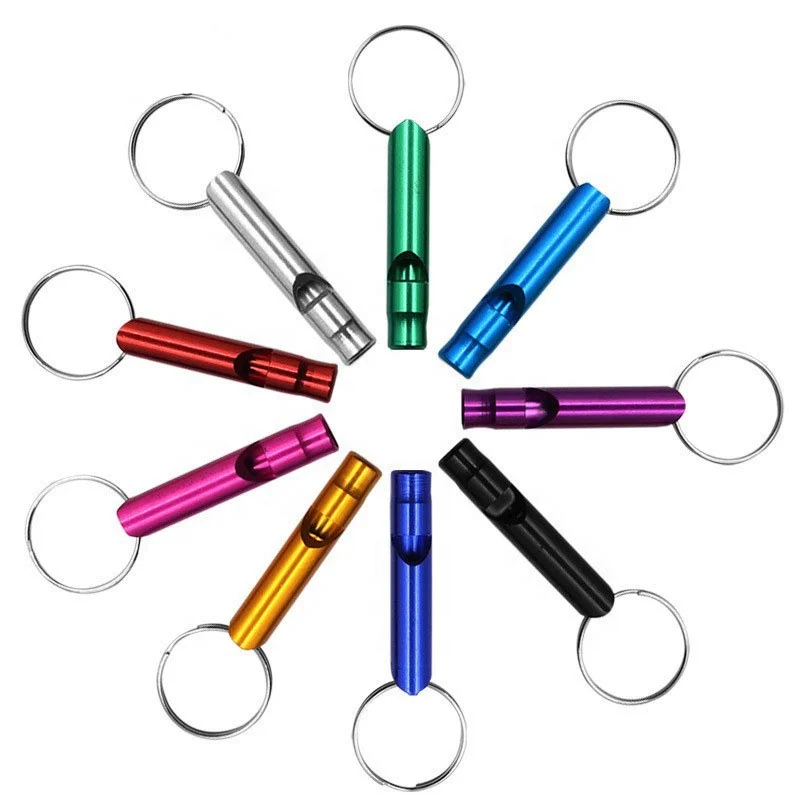 Cheap Custom Aluminum Alloy Lifeguard Whistle Anti-wolf Alarm Whistle Self Defense Whistle Keychain For Girls