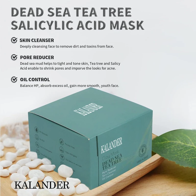 Organic Tea-Based Clay  Face Nose Neck-Whitening Acne-Fighting Cream Hyaluronic Acid Vegan Ingredients Moisturizing Dry OEM