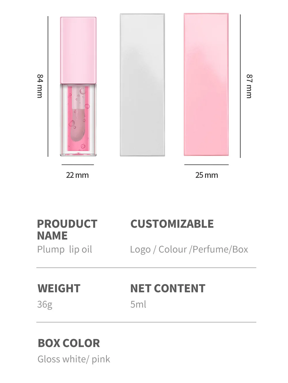 Low MOQ High Quality Gloss Flavouring Private Label Fruit Watermelon Clear Vegan Pink Fruity Lip Oil