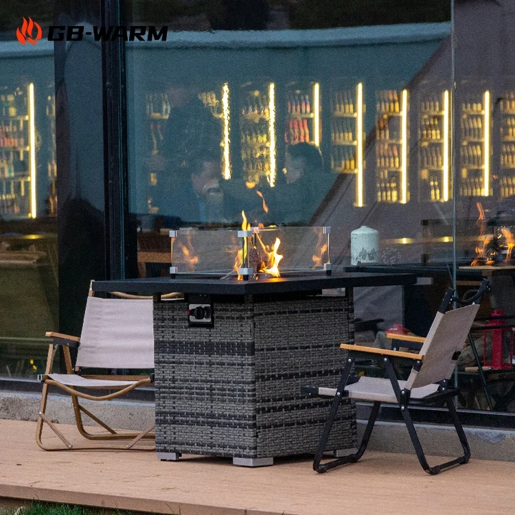 Restaurant Garden Supplies Rattan Furniture Hot Sale Modern Table Top Fire Pit