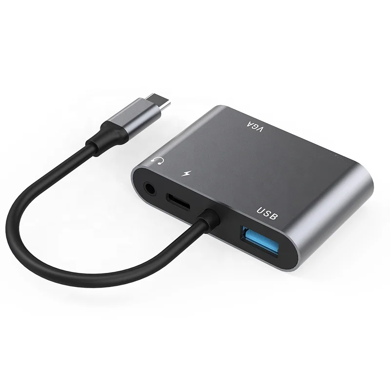FARSINCE Type C 5 in 1 hub USB C to HDMI VGA 3.5mm audio USB 3.0 PD charging 5 in 1 Hub adapter