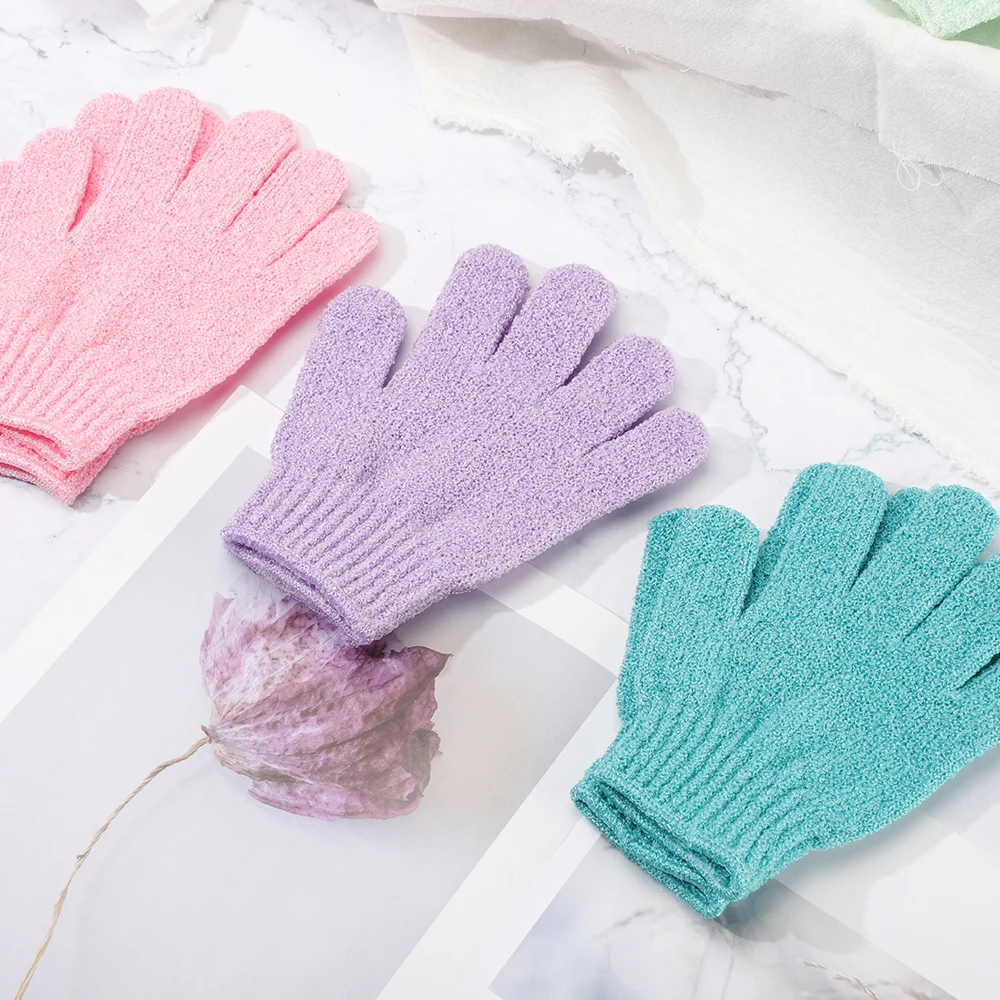 Wholesale Logo Custom Dual Side Exfoliating Bath Nylon Viscose Glove Massage Dead Skin