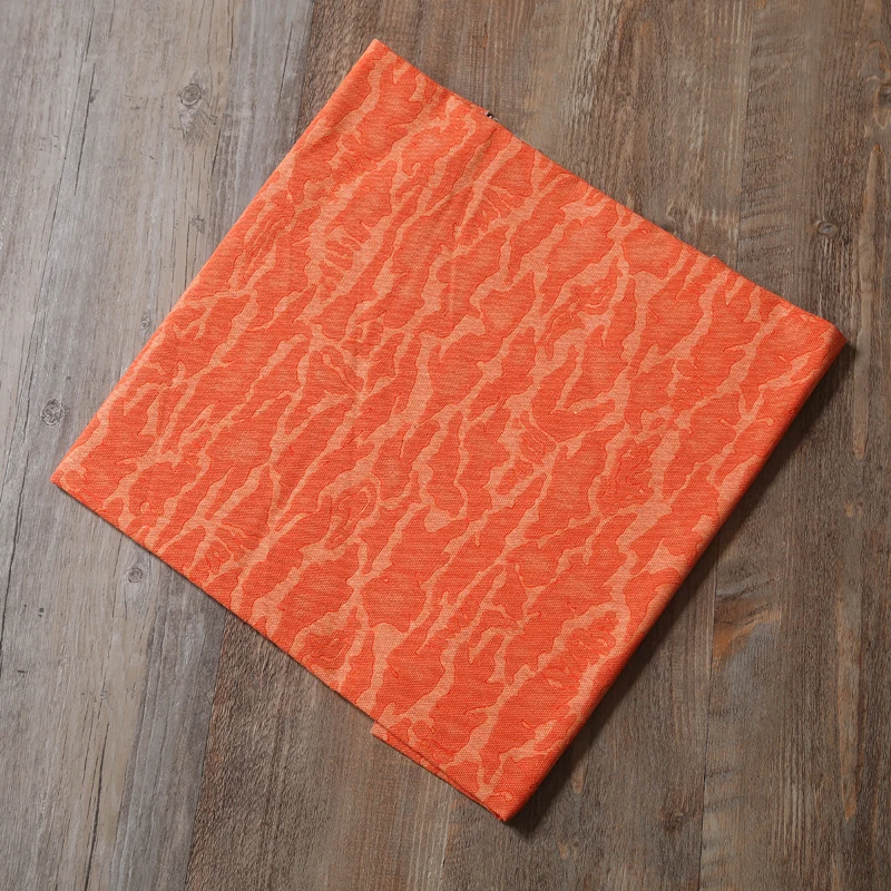 Orange camo  3D three-dimensional scraping embossed printed polyester canvas fabric bright camouflage canvas handbag fabric