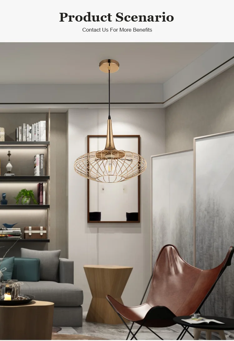 Modern simplicity gold metal pendant lamps with acrylic LED pendant lights for bedside