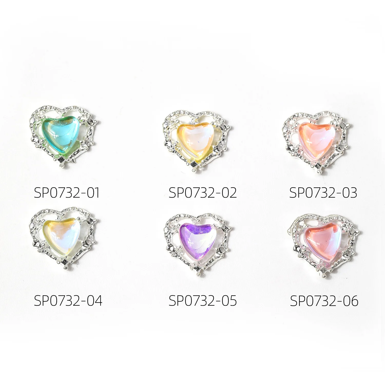 2024 Hot sale nail art heart crystal stone cute nail art diamond nail rhinestones