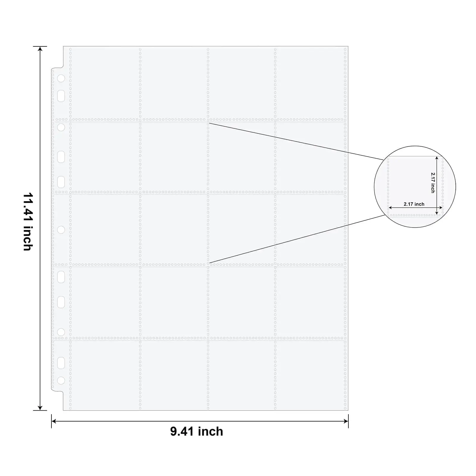 20-Pocket Coin Pages Pocket Page Collecting Sleeves for 2 x 2 Inch Cardboard Coin Holders Coin Collection Storage