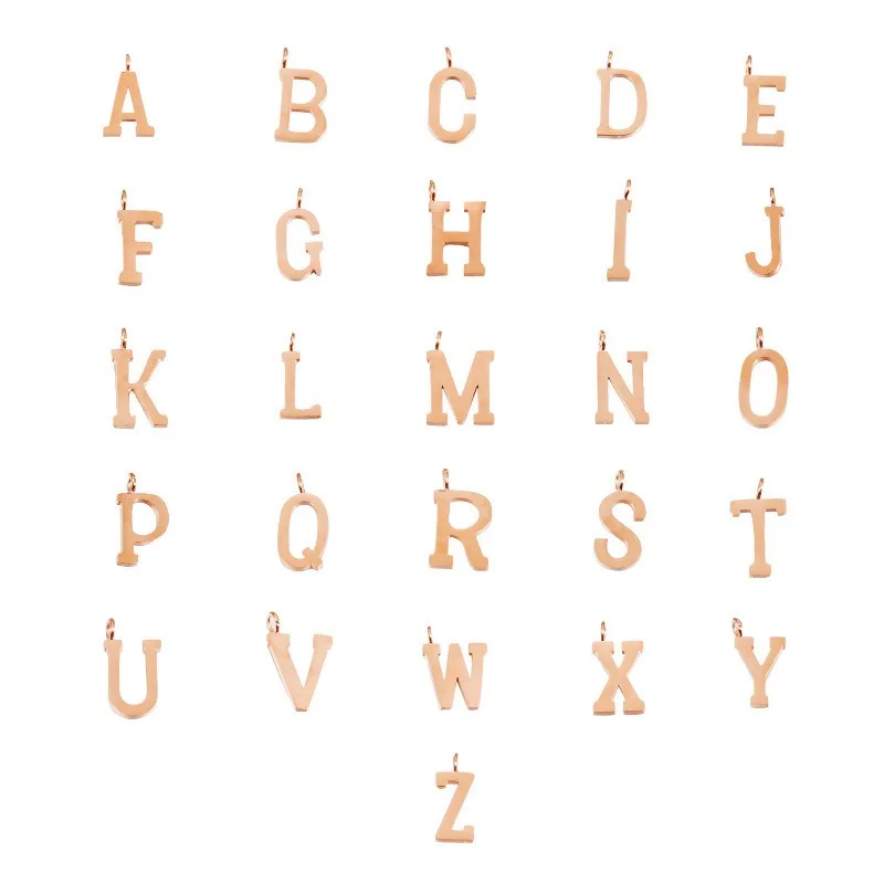 18K Gold Plated Stainless Steel Initial Pendant Connector A-Z 26 Alphabet Letter Charms for Necklace Bracelet Jewelry Making