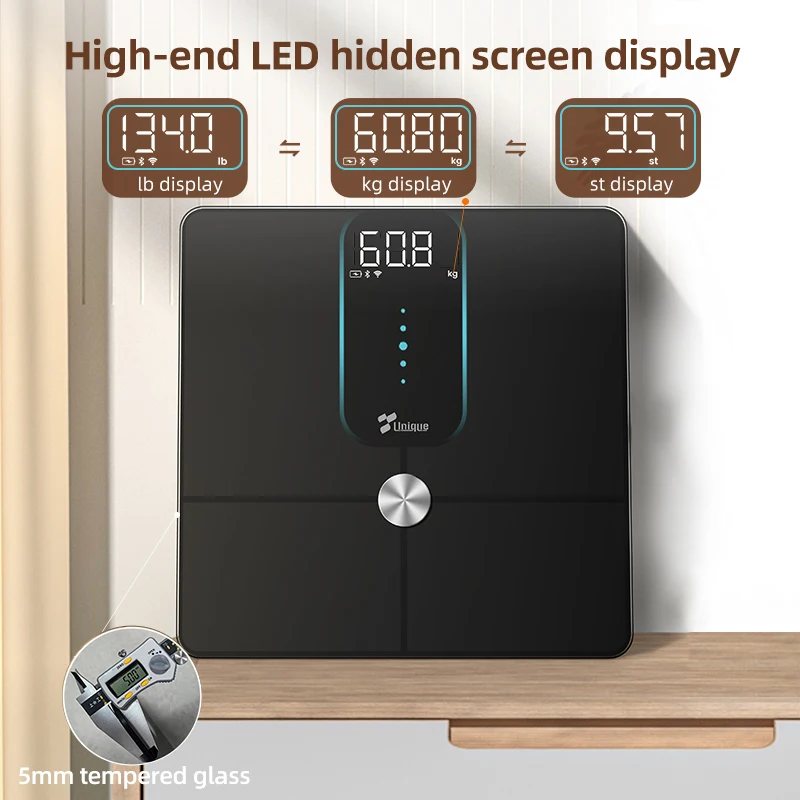 Factory Price Body fat Composition Scales 180 kg Smart Bluetooth BMI Bathroom Scale Smart Large Capacity Scale With Led Screen